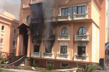 الصحة : 5 إصابات نتيجة حريق نادى الشرطة وإتحاد الكرة بالجزيرة