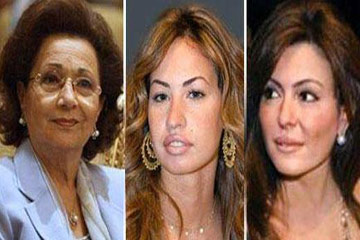 سوزان وهايدى وخديجة والجمال يزورون مبارك بمستشفى المزرعة