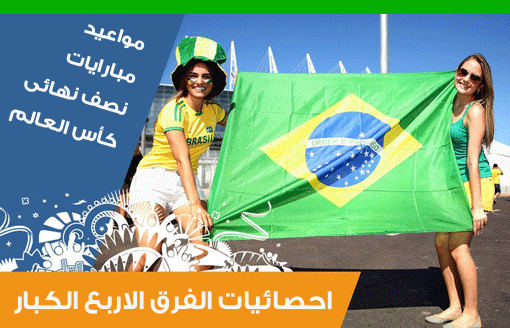 انفوجراف.. مباريات الدور نصف النهائى كاس العالم 2014