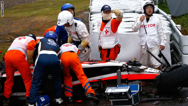 نقل سائق الفورمولا بيانكي فاقدا الوعي الى المستشفى بعد حادث خطير في سباق سوزوكا