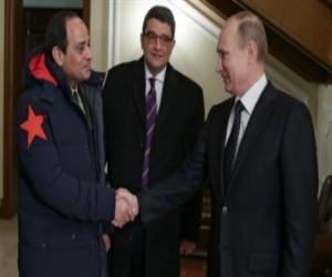 صورة تجمع السيسي و بوتين و السفير محمد البدري