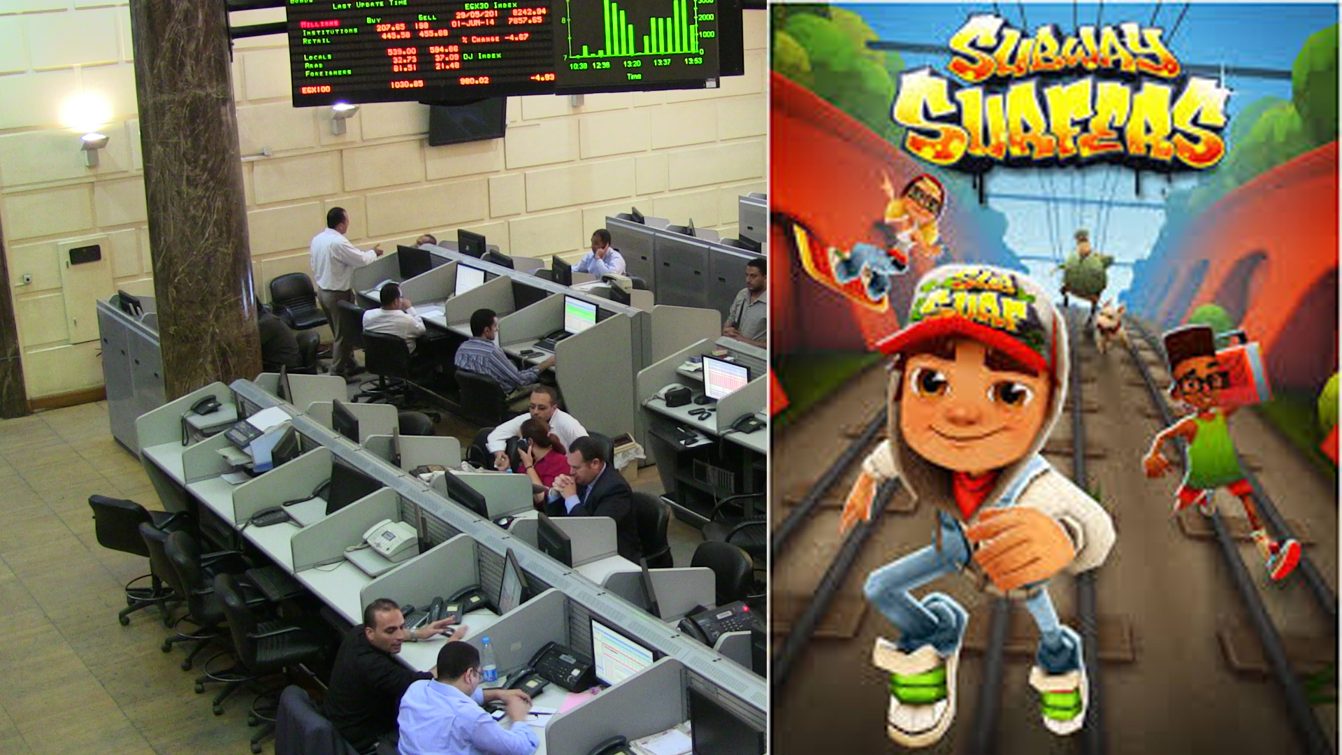 بالفيديو..سماسرة يستبدلون شاشات التداول بـ”subway” بعد الخسارة بمنتصف تداولات جلسة الثلاثاء.