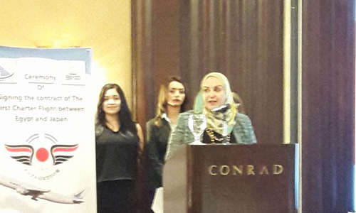 بالصور.. تدشين خط طيران عارض بين مصر واليابان