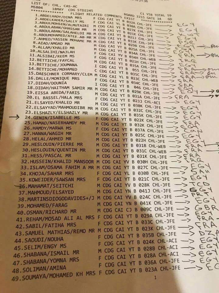 بالصور.. قائمة أسماء وجنسيات ركاب الطائرة المصرية المحطمة