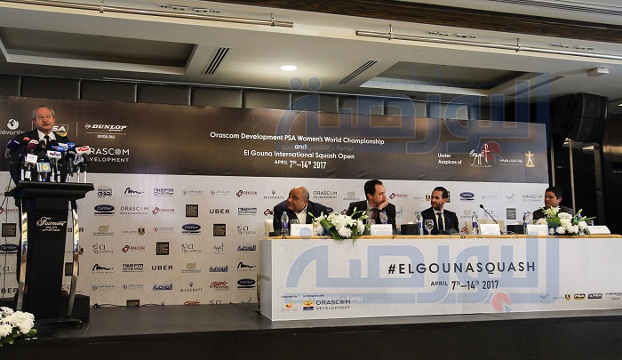 بالصور.. مؤتمر بطولة الجونة للاسكواش