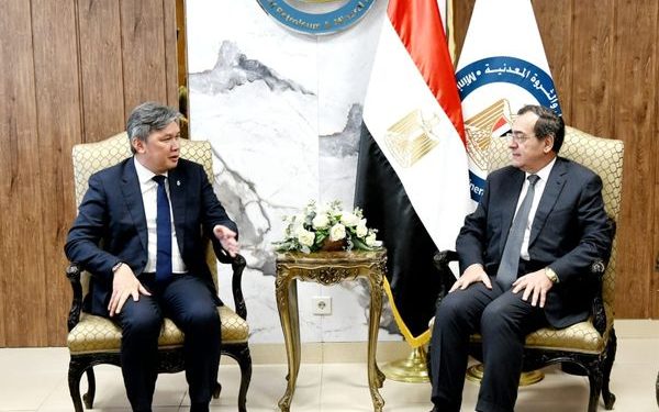 وزير البترول خلال لقائه مع نائب رئيس شركة بتروناس الماليزية