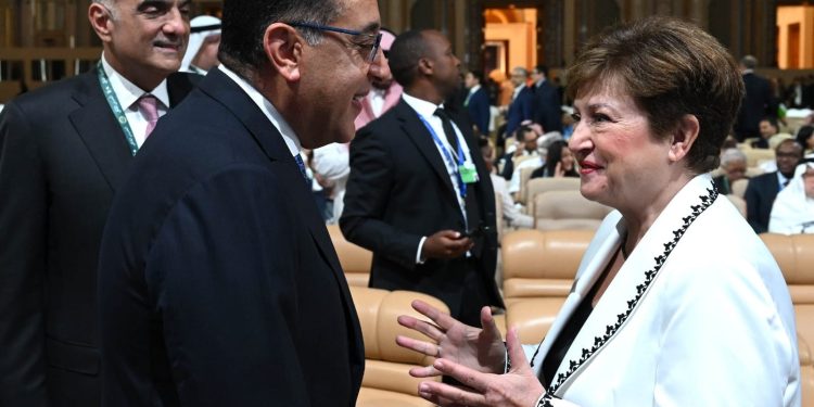 كريستالينا جورجيفا المديرة التنفيذية لصندوق النقد الدولى خلال لقائها مع مصطفى مدبولى رئيس مجلس الوزراء المصرى