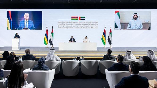 الإمارات و موريشيوس توقعان اتفاقية شراكة اقتصادية