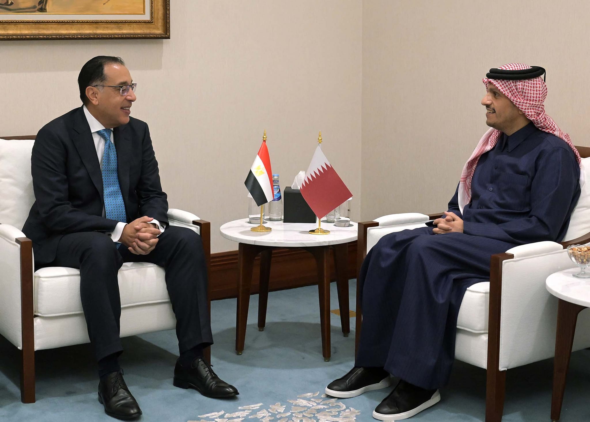 رئيس الوزراء: مصر تسعى لتعزيز التعاون مع قطر فى مختلف المجالات