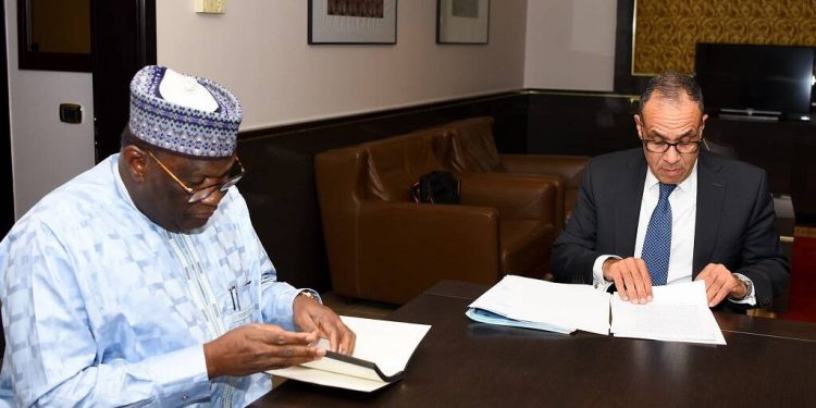بدر عبد العاطي وزير الخارجية والهجرة مع السفير إدو الحاجي السكرتير التنفيذي لتجمع دول الساحل والصحراء