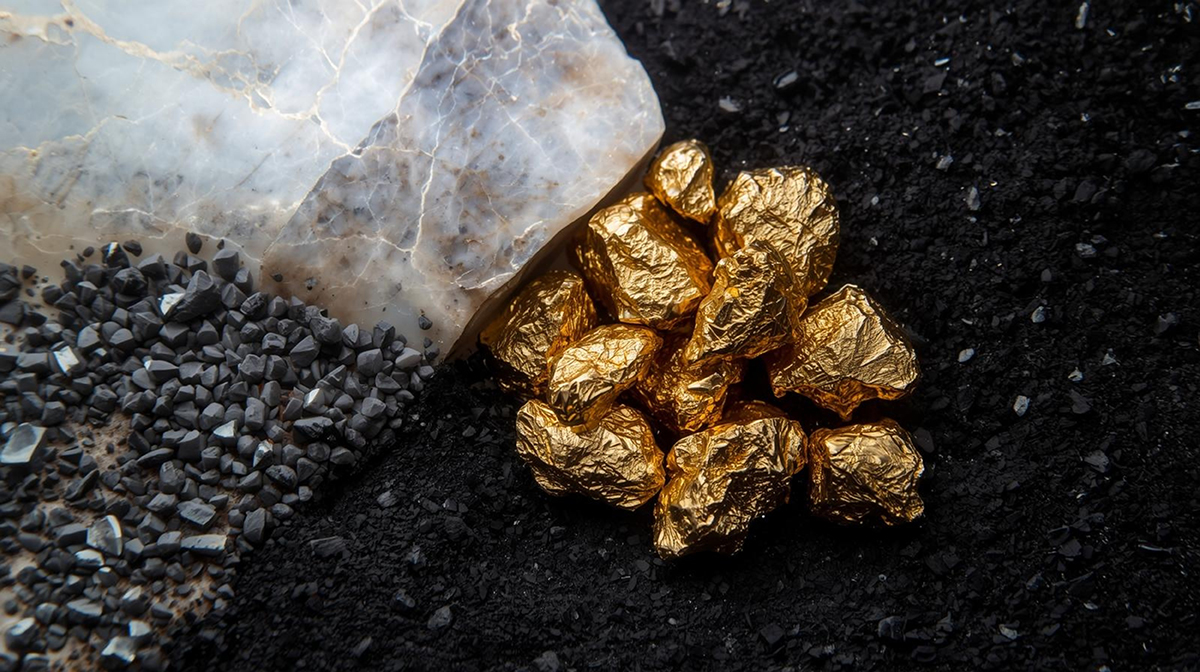 الرمال السوداء والذهب والأحجار الكريمة