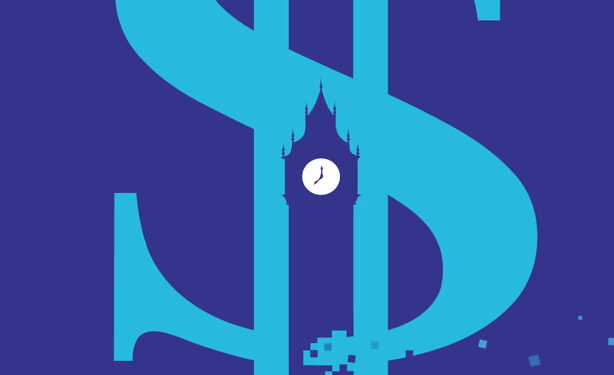 برج بيج بن في لندن مع رمز الدولار