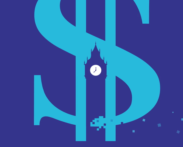 برج بيج بن في لندن مع رمز الدولار